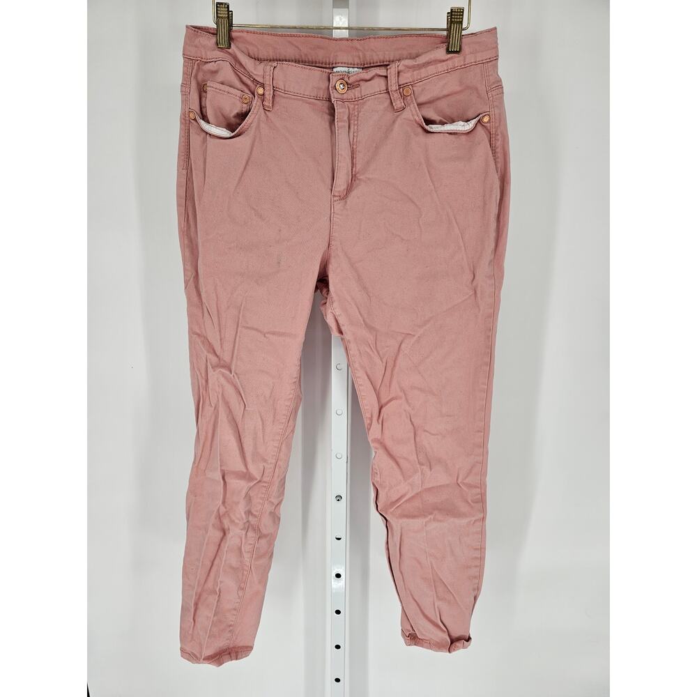 Jaclyn Smith Women's Pink Mid Rise Button Closer Casual Pant Size 12